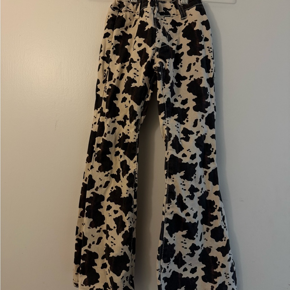 Cow Print Flared Rodeo Pants - Picture 2 of 3